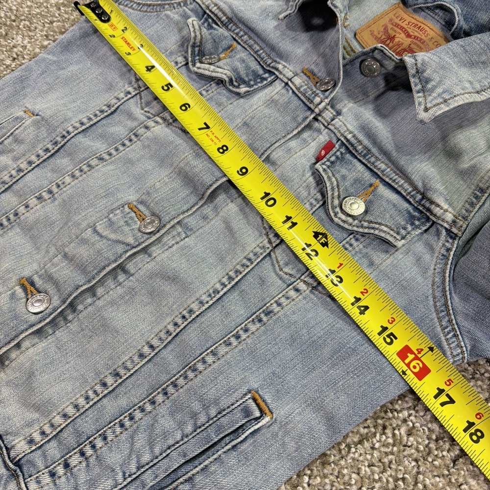 Women's Levi Trucker Jacket Size XS Mid Wash Classic Stretch - Picture 6 of 9